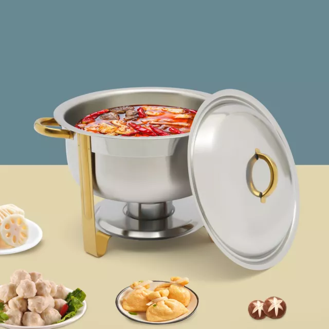 5 Liter 5,2QT Speisenwärmer Suppentopf Wärmebehälter Rund Chafing Dish Edelstahl