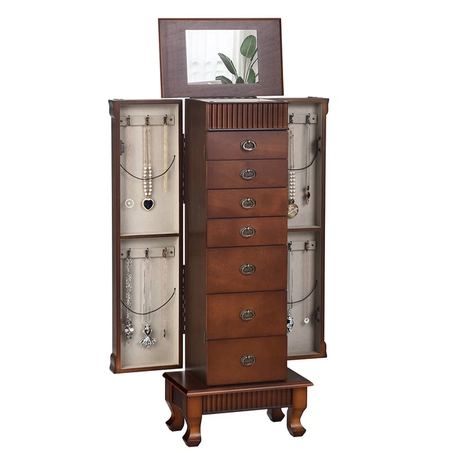 COSTWAY JEWELRY Armoire Box Storage Chest Stand Organizer