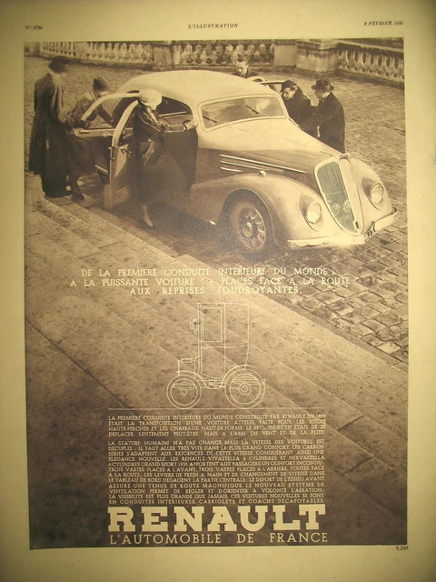 Publicite De Presse Renault L'automobiule De France Conduite Interieure Ad 1933