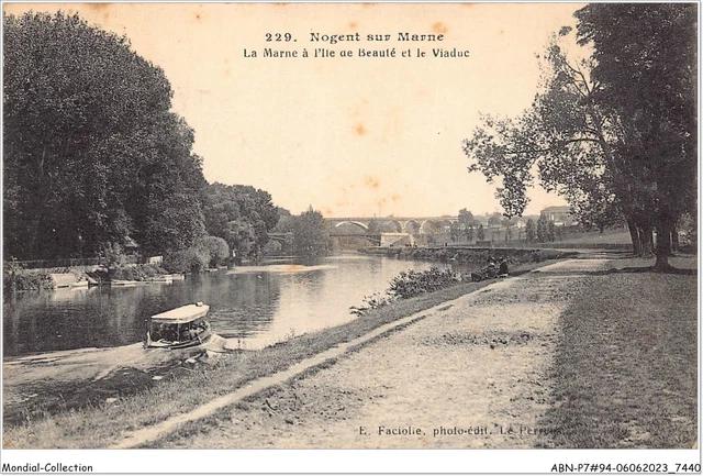 ABNP7-94-0649 - NOGENT-SUR-MARNE - la marne a l'ile de beauté et le viaduc
