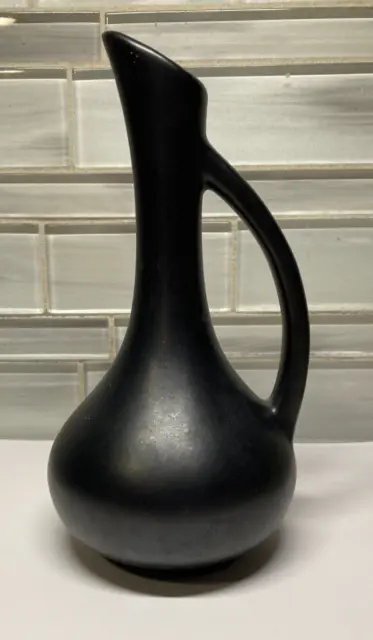 Vintage 60s Royal Haeger Pottery RG92 USA Pitcher Bud Vase Black 7.5"