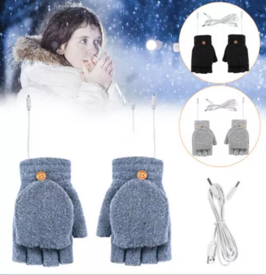 Demi-doigt complet Gants chauffants électriques Gants chauds Chauffé par USB