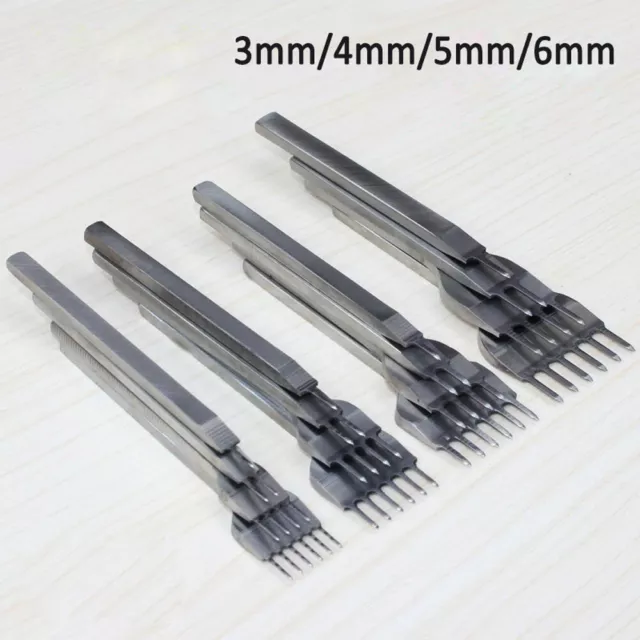 1+2+4+6 Locher Prong Nähen Punch Tool 3/4/5/6mm Leder Handwerk Werkzeuge Neu