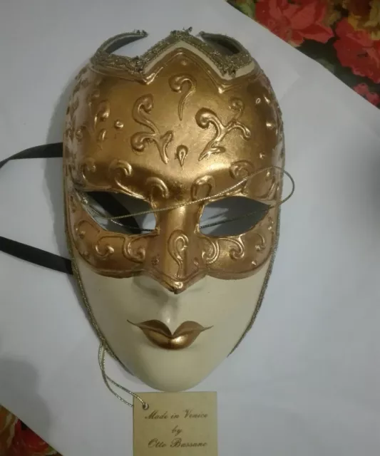 maschera veneziana artigianale rara pezzo unico cartapesta dipinta a mano