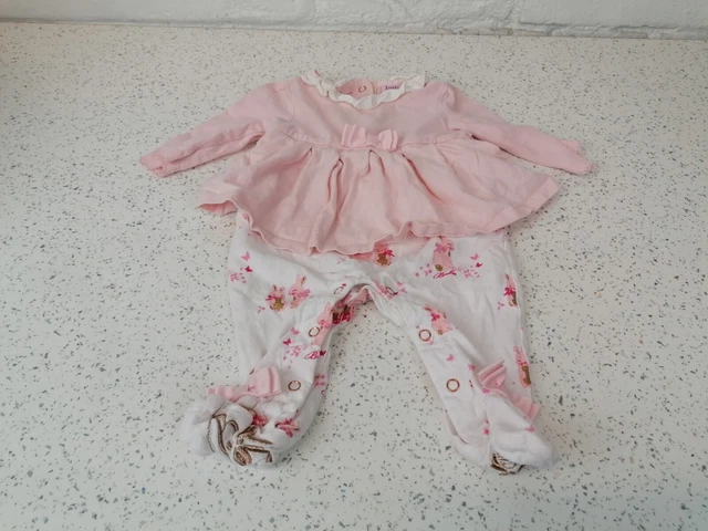 Ted Baker Baby Girl Pink Floral Bunny Long Sleeve Romper Sleepsuit Newborn
