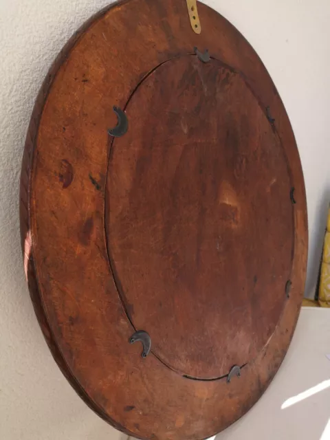 Magnifique Ancien miroir rond  en bois sculpté  