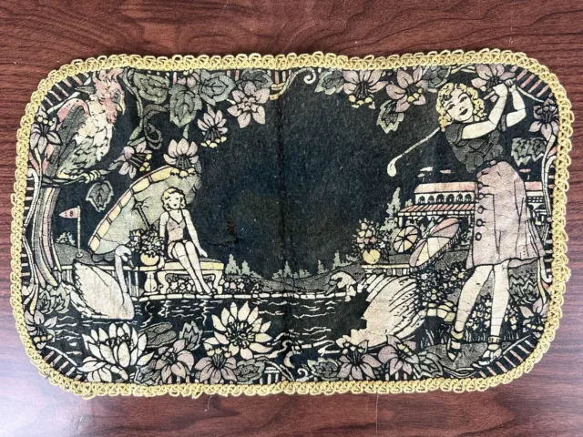 Antique 1920s Country Club Women Golf Resort Doily Hollywood Regency Luxury