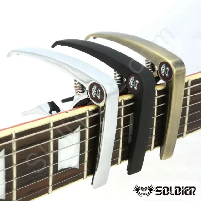 Soldier Guitar Capo quick release spring trigger metal capo  choice of 3 colours