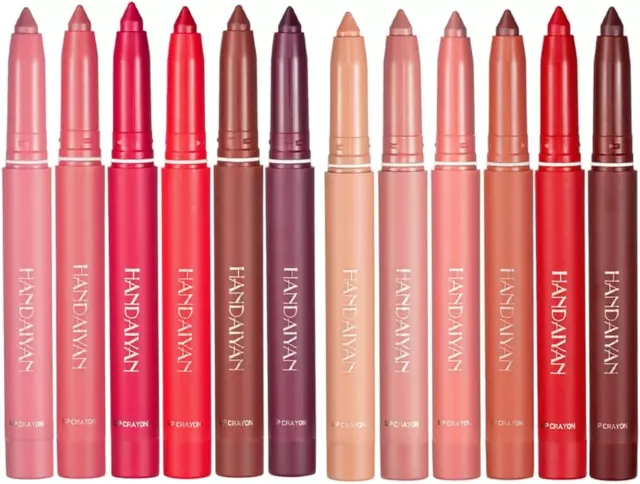 12 Farben Bleistift Lippenstift Set, Pakivs nicht verblassend Antihaft Tasse matt Lippenstift