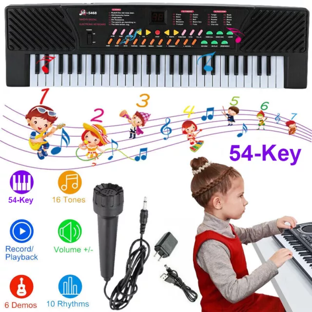 54 Key Electronic Keyboard Electric Music Digital Piano Organ with Mic Kids Gift