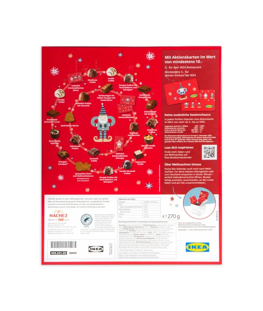 IKEA ADVENT CALENDAR 2022 with Two IKEA Action Cards & Finest HACHEZ