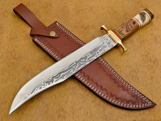 Rody Stan HANDMADE D2 ETCHING BLADE BOWIE/HUNTING KNIFE - ENGRAVED CAMEL BONE/