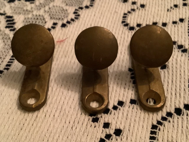 Set of 3 Antique Brass Screw In Door Stoppers Circa 1924
