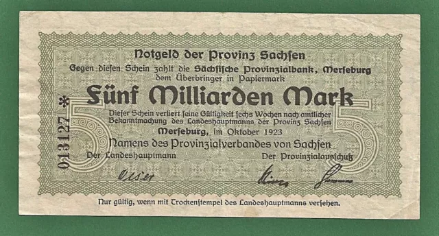 02 043 Notgeld Provinz Sachsen (Merseburg) 5 Milliarden Mark Oktober 1923