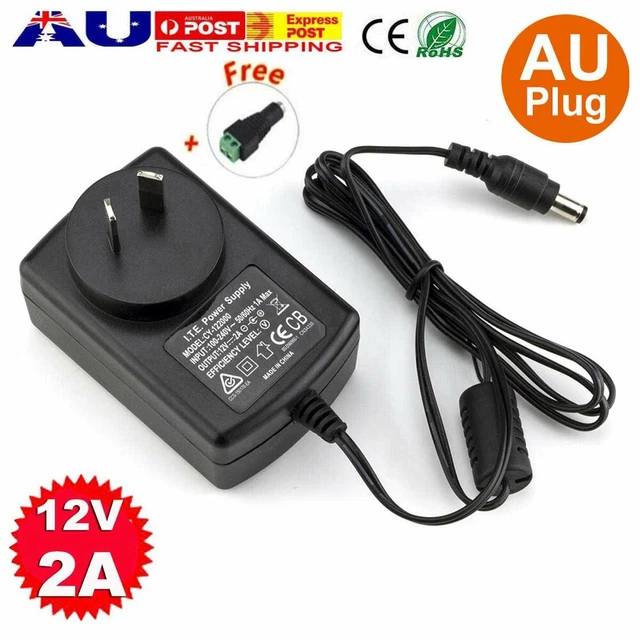 AC/DC  12V 2A Power Supply Adapter Charger Light for LED Strips & Camera