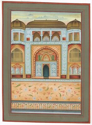 Main Royal Ville Palace De Rajasthan Indien Peinture Miniature Art Sur Papier