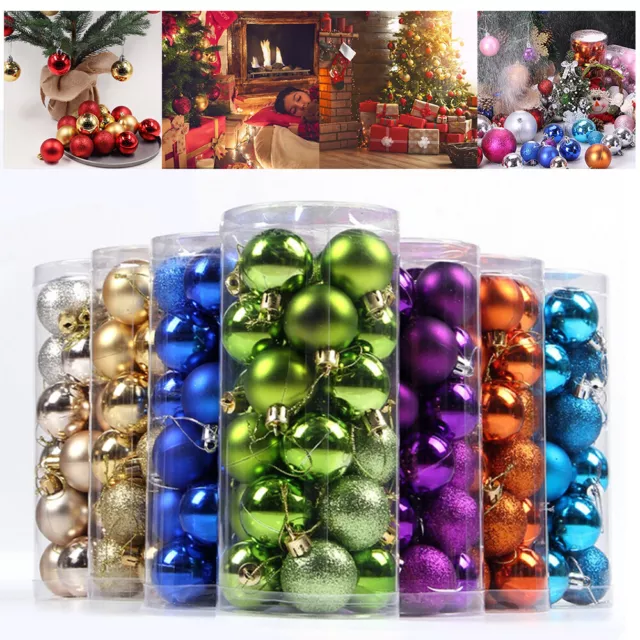 24pcs 3cm Small Ball Mini Christmas Baubles Xmas Tree Decoration Hanging 2021 ge