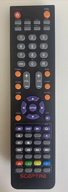 Sceptre E165BDREM Remote Control for TV/DVD’s Sceptre E245BD-FMQR TV/DVD Combo