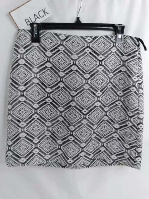 J Crew Skirt Womens 4 White Black Straight Pencil Short Diamond Zip Polyester