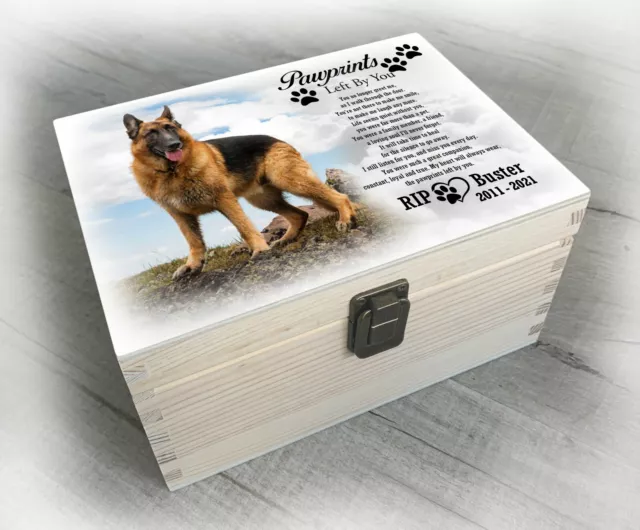 GERMAN SHEPHERD DOG breed urn memory box for cremation ashes
