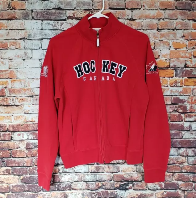 🔥 Team Canada Hockey Full Zip LevelWear Red Jacket Boys Large L Olympics