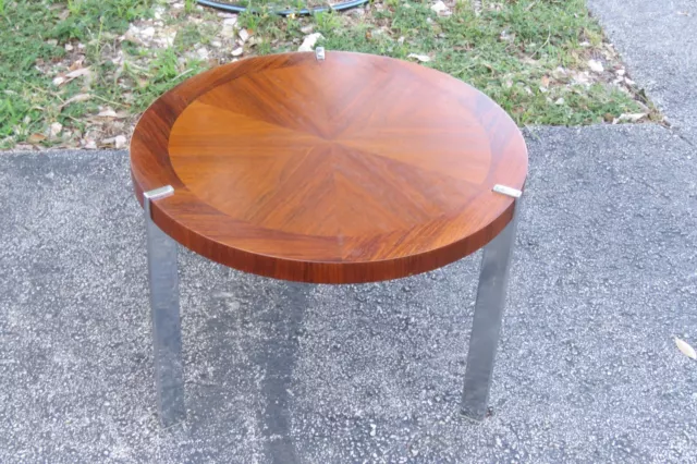 Lane Mid Century Modern Round Side End Lamp Small Coffee Table Chrome Legs 4921 Lane Mid Century Modern Round Side End Lamp Small Coffee Table Chrome Legs 4921