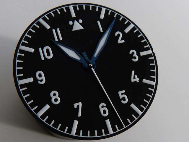 Cadran Flieger Type B Pour Mouvement NH35 / SEIKO - 36.4mm Avec Aiguilles Bleuies à La Flamme - Neuf