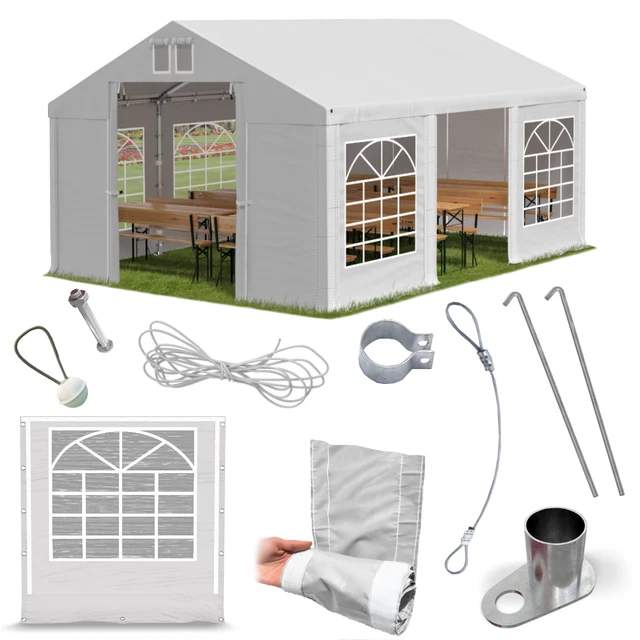 Partyzelt 5x6 PVC Pavillon Gartenzelt Festzelt Bierzelt Ganzjährig NEU Weiß W