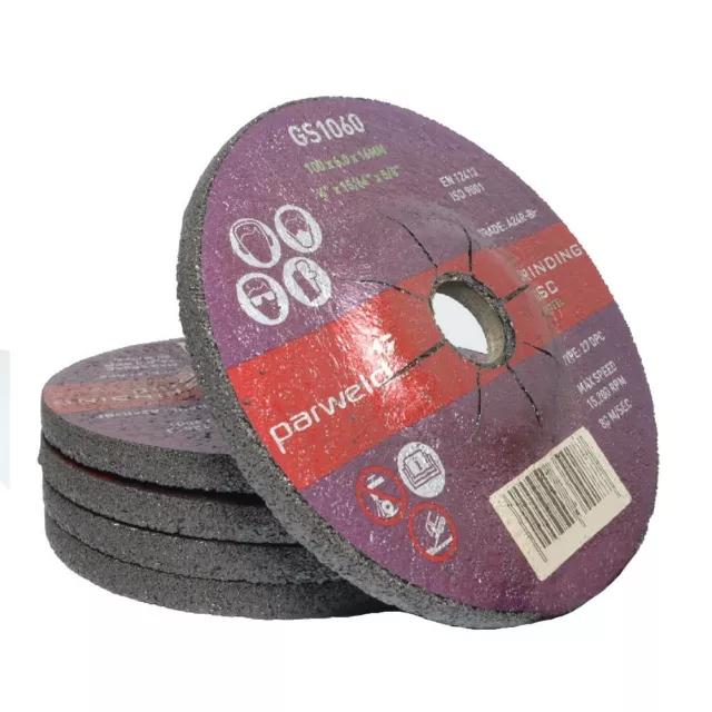 Parweld 100mm Grinding Discs (4") metal grinder discs 100mm x 6mm (PACK OF 5)