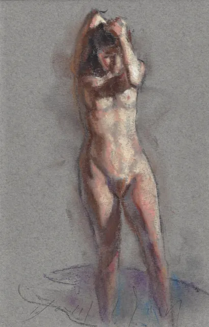 STANDING FEMALE Figure Study Pastel DRAWING Painting Contemporary Realism ART