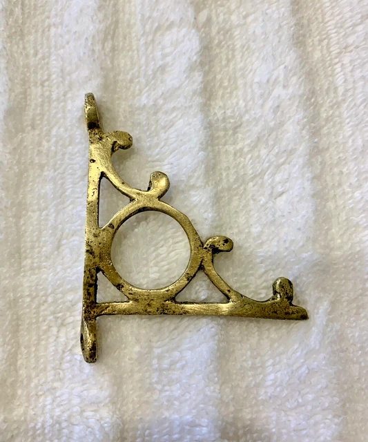 VTG Solid Brass Bracket / Hook Ornate Scroll Hardware Victorian 2 3/4”x 2”