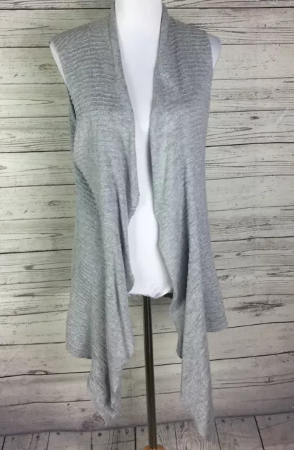 Eileen Fisher Women’s Gray Sleeveless Ribbed Draped Open Front Sweater Vest M