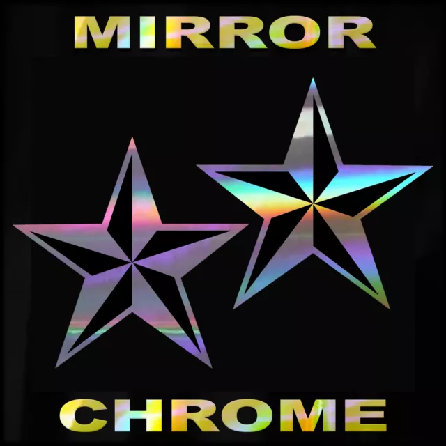 Nautical Star Sticker 2 Pack - Beveled Star Decal - Select Chrome Color And Size