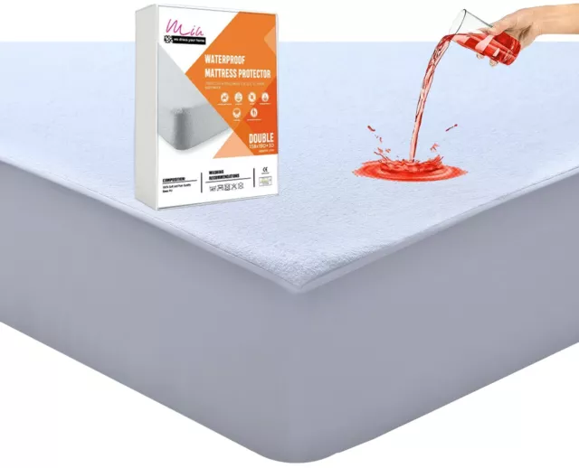 Terry Towel Waterproof Mattress Protector Fitted Sheet Bed Cover Double King