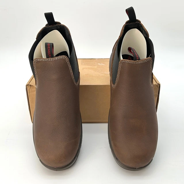 MENS WORK BOOTS Avenger Foreman Romeo Sz 12 W Brown Leather Comp Toe ...