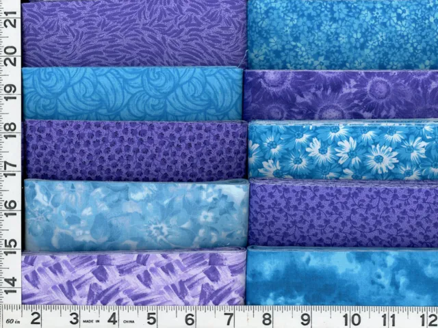 Teal & Purple Jelly Roll 40 - 2.5" Strips Quilting & Sewing Fabric