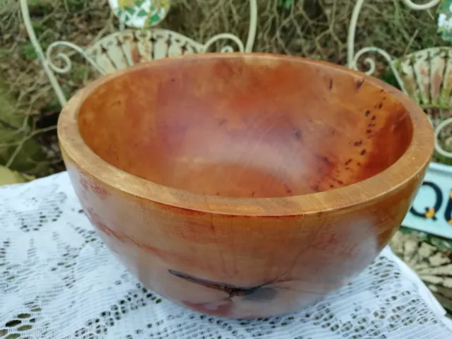 Vintage Mid Century Turned Burr Elm Wood Salad Bowl