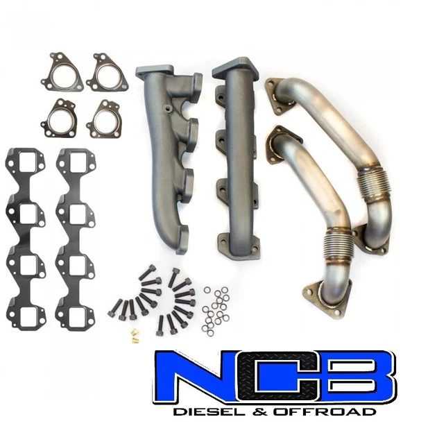 HIGH FLOW EXHAUST Manifolds & Up Pipes for GM Chevy GMC 6.6L Duramax