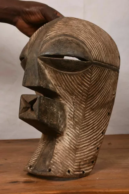 African tribal art, Songye Kifwebe Wood Carved Mask Congo