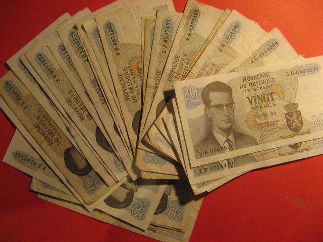Lot de 28 Billets de 20 Francs - BELGIQUE - 15.06.64