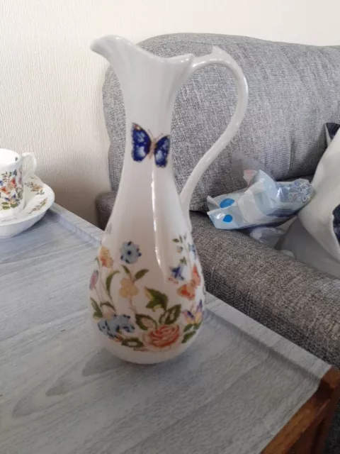 Aynsley Fine Bone China "Cottage Garden" A 7.3" Tall Attractive Jug.