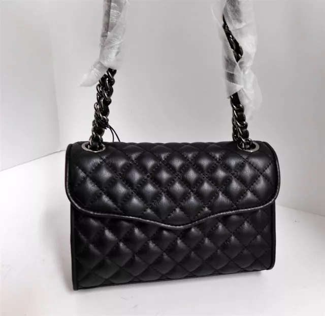 New Rebecca Minkoff Quilted Mini Affair Black Leather Chain Crossbody Bag 3