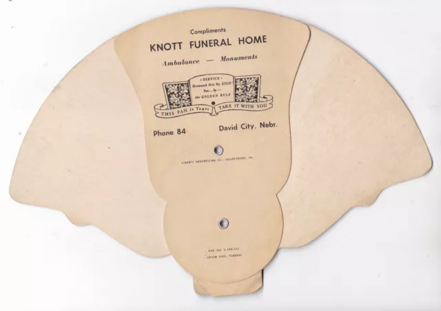 David City Nebraska Knott Funeral Home Tri Fold Advertising Fan Religious Jesus