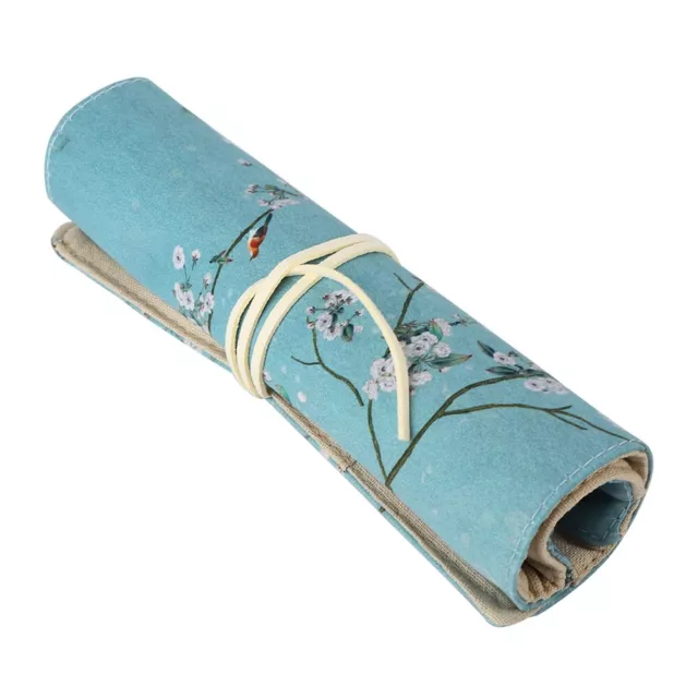 Canvas Wrap Roll Up Pencil Bag Pen Case Holder Storage Pouch Stationery