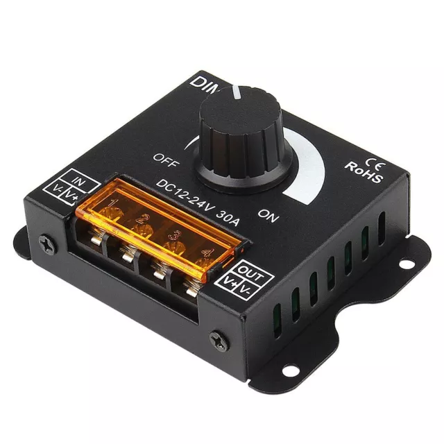 Controller Oscuratore Striscia Luce LED con Interruttore On/Off Knob (12V/24V 30A)