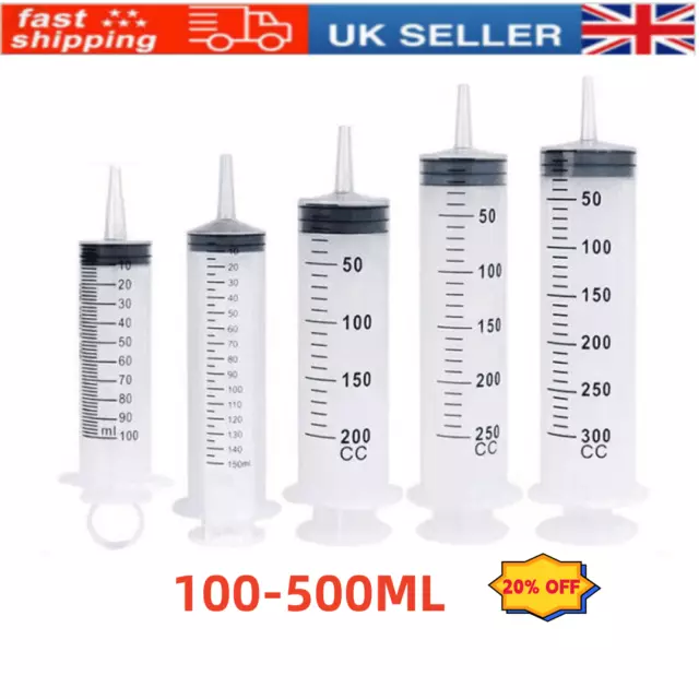 100-500ML Reusable Big Large Plastic Hydroponics Nutrient Measuring Syringe UK