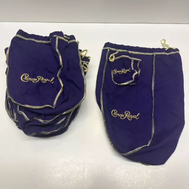 Lot of 15 Crown Royal S M & Large Purple & Gold Drawstring Bags 4” 9” 13”