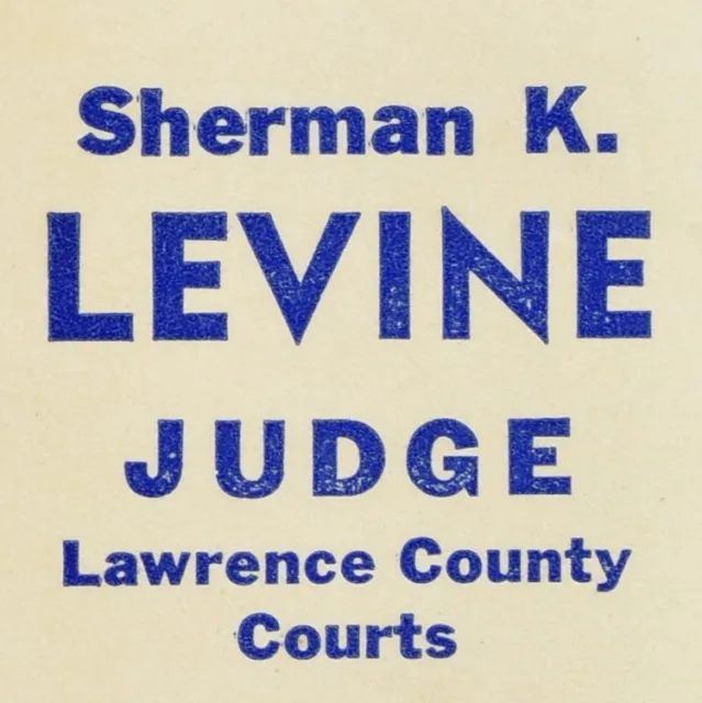 1970s Sherman K Levine Judge Lawrence County Court Pennsylvania Democratic Party