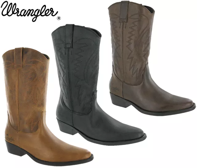 STIVALI DA COWBOY Wrangler da uomo western alla caviglia tex alto polpaccio pelle tacco cubano pull on EUR 101 43 PicClick IT