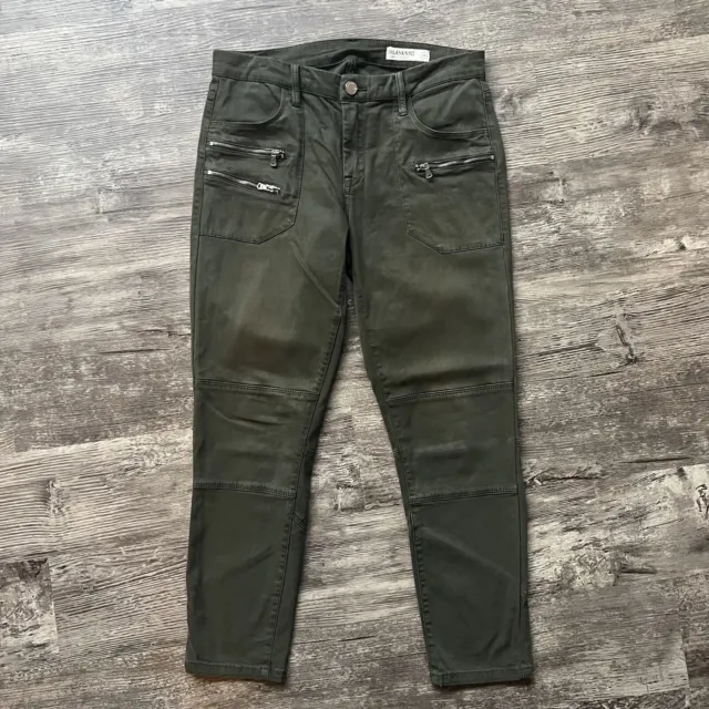 BlankNYC Jeans Womens Size 29 Green Skinny Classique Ankle Crop Zipper Pockets